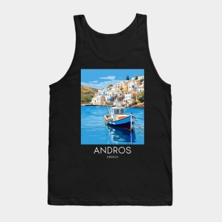 A Pop Art Travel Print of Chora Andros Island - Greece Tank Top